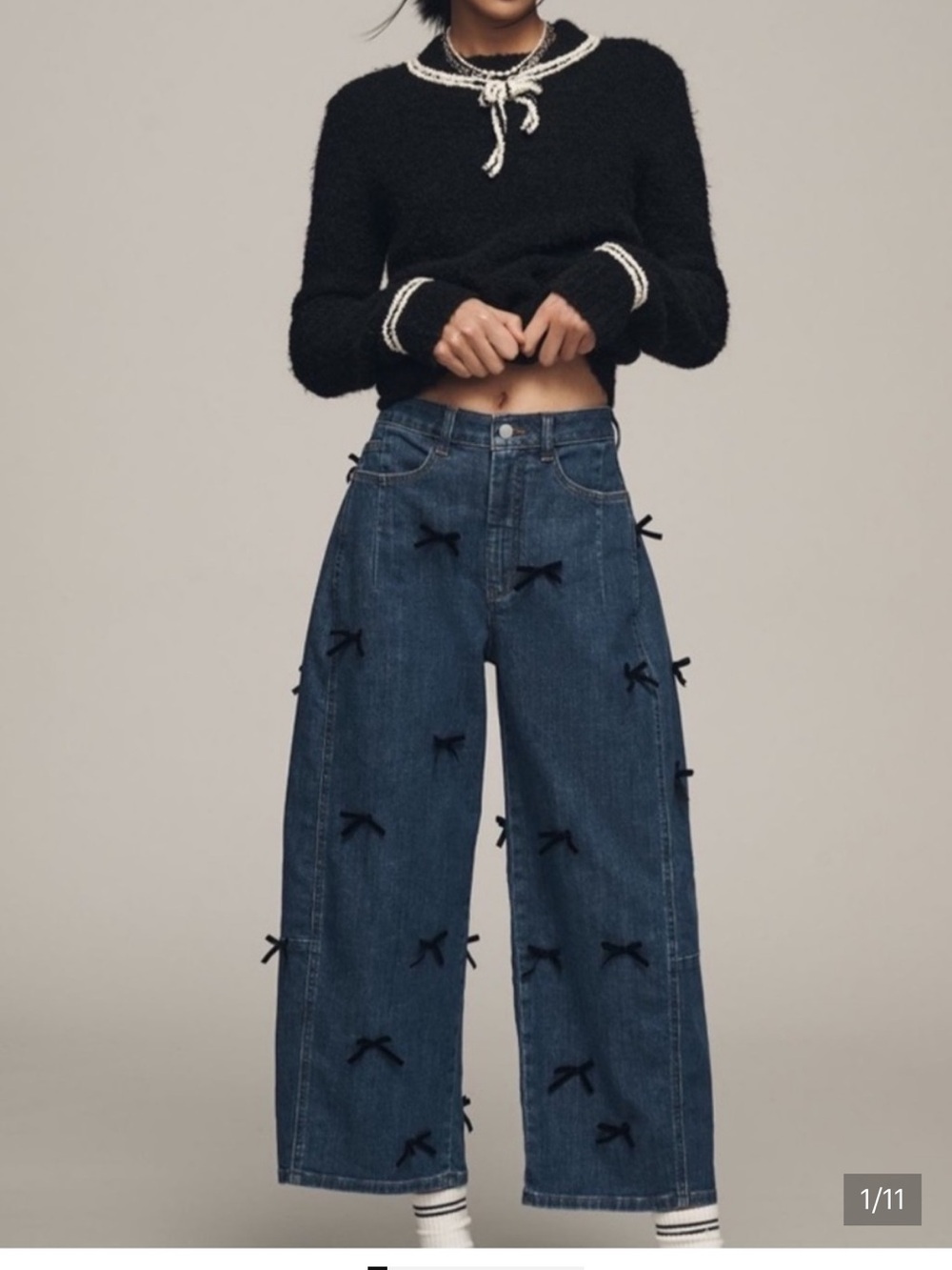 Anthropologie Pilcro Bow Kenna Barrel Jeans Sz 32